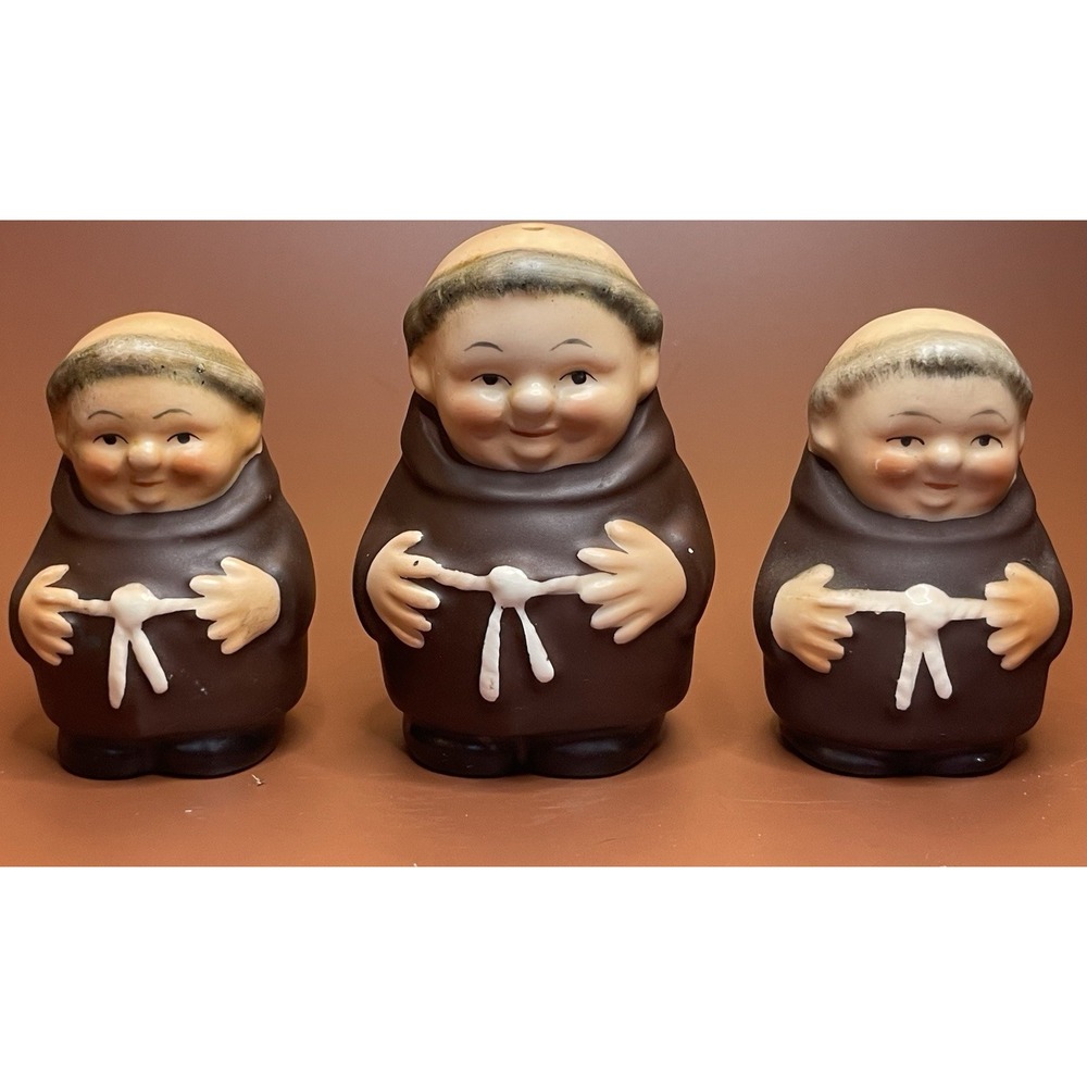 Vintage Goebel West Germany Friar Monk Brown Salt and Pepper Shakers